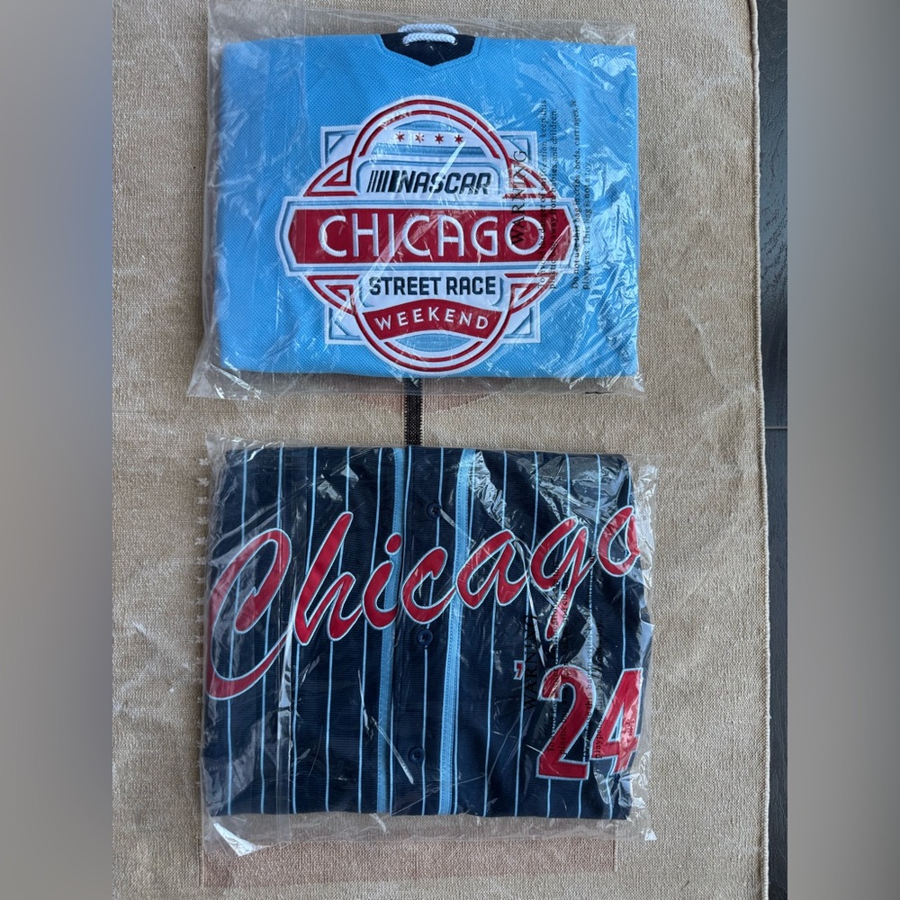 NWT Bundle of Two NASCAR Baseball Hockey Jerseys, Size M/L